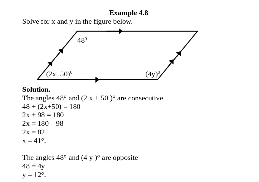 Angles in a Parallelogram Worked Example