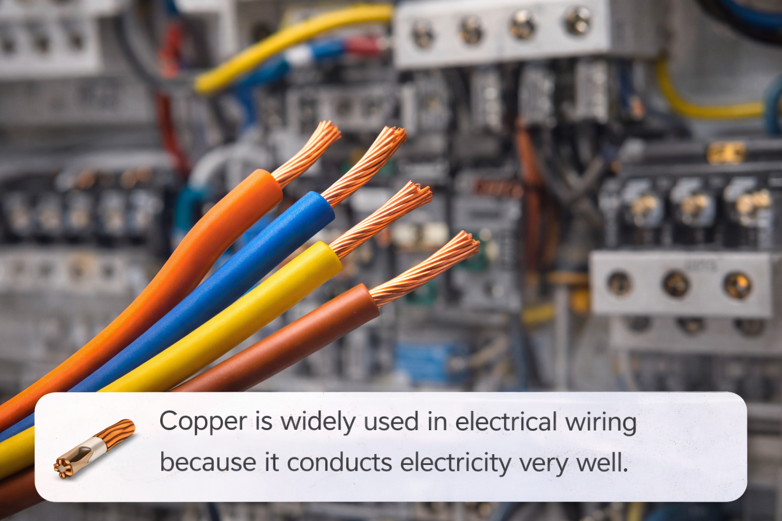 Copper Wiring Close-up with Electrical Panel