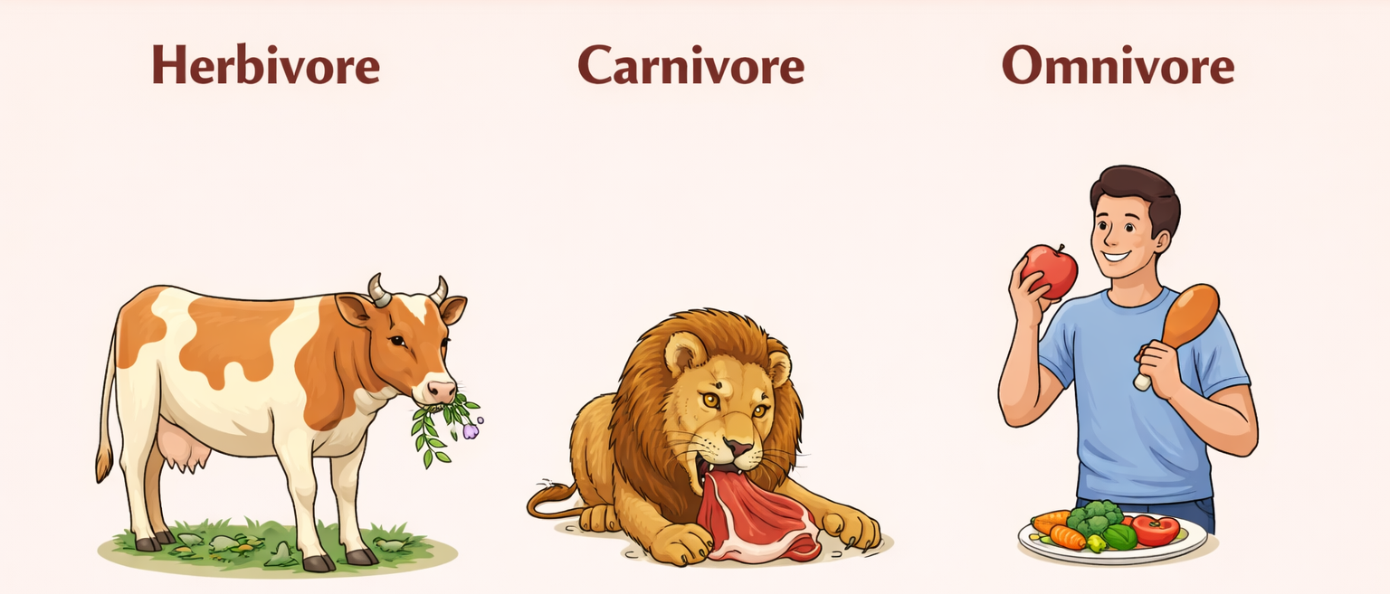 Herbivores carnivores and omnivores dietary habits of animals diagram