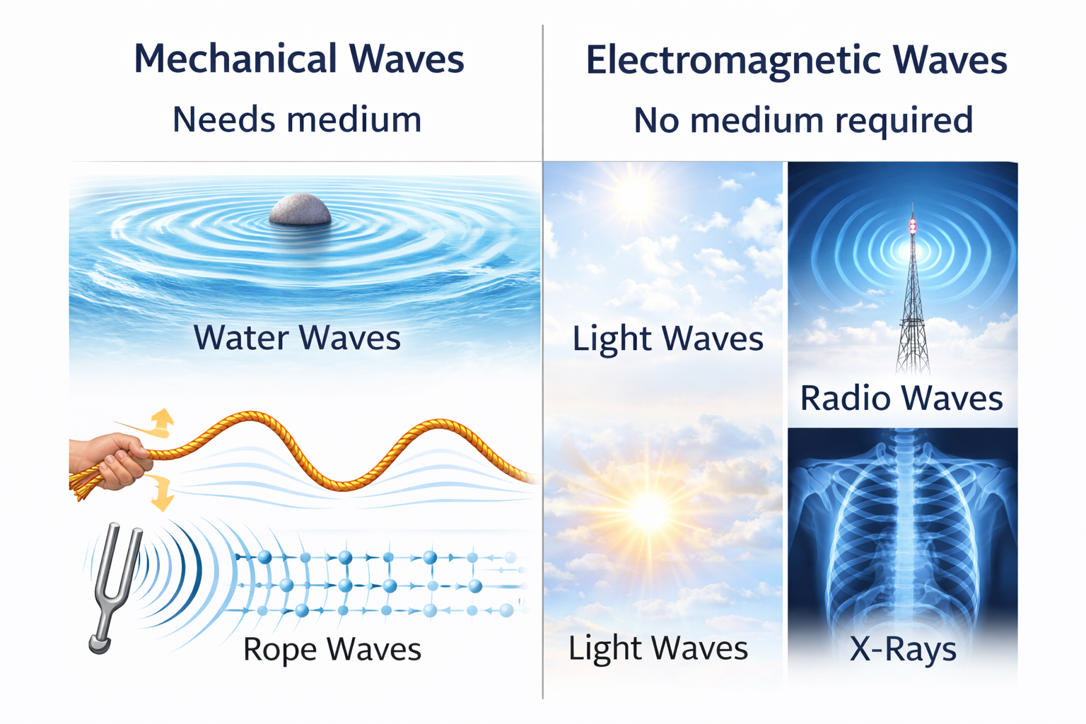 Electromagnetic vs mechanical waves