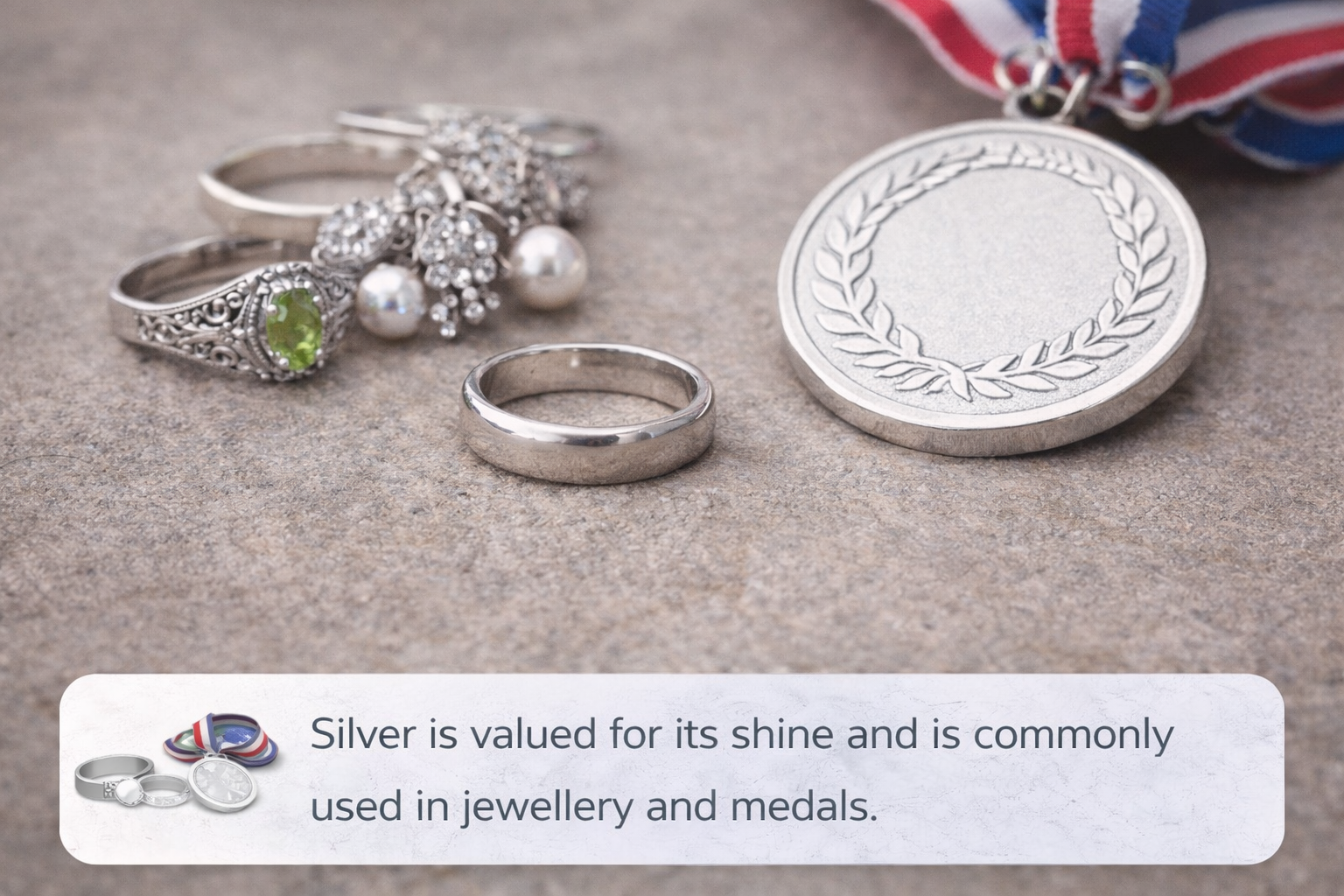 Elegant Silver Jewelry and Medal Set