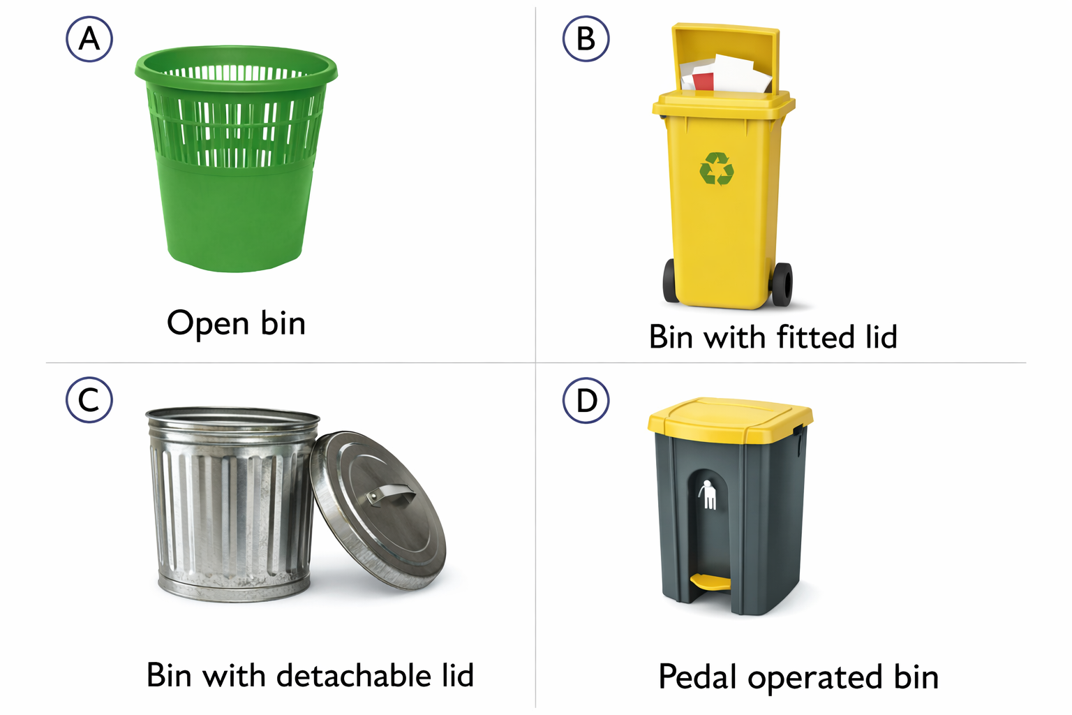 Types of waste bins