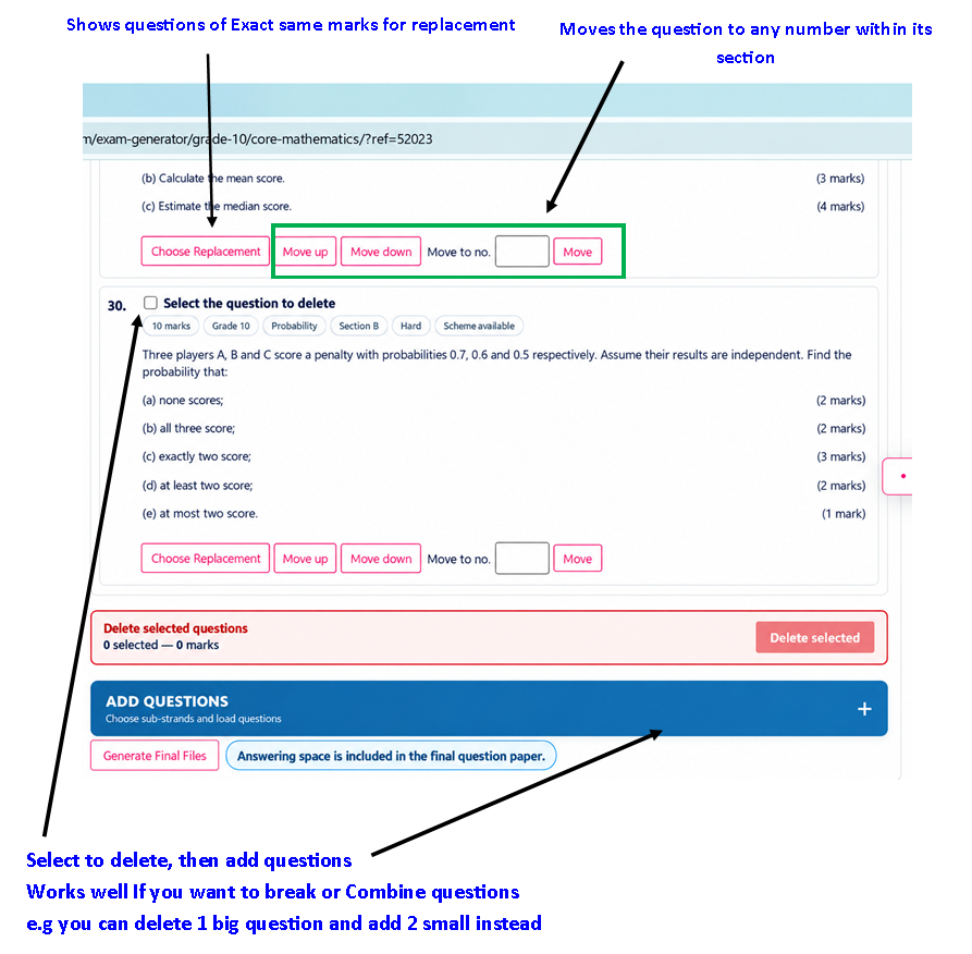 Draft exam question editor